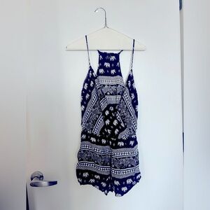 Black and White Elephant Print Romper